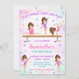 Gymnastics Flip Tumble Jump Birthday Invitation