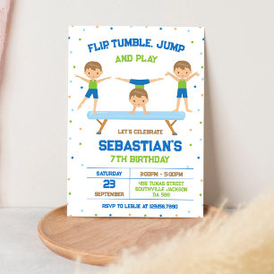 Gymnastics Flip Tumble Jump Birthday Invitation