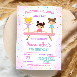 Gymnastics Flip Tumble Jump Birthday Invitation
