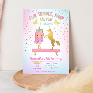 Gymnastics Flip Tumble Jump Birthday Invitation