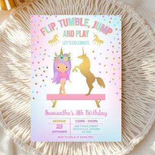 Gymnastics Flip Tumble Jump Birthday Invitation