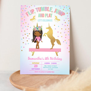 Gymnastics Flip Tumble Jump Birthday Invitation