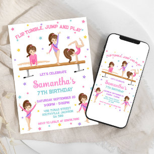 Gymnastics Flip Tumble Jump Birthday Invitation