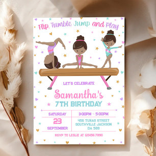 Gymnastics Flip Tumble Jump Birthday Invitation