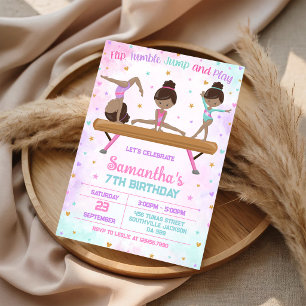 Gymnastics Flip Tumble Jump Birthday Invitation