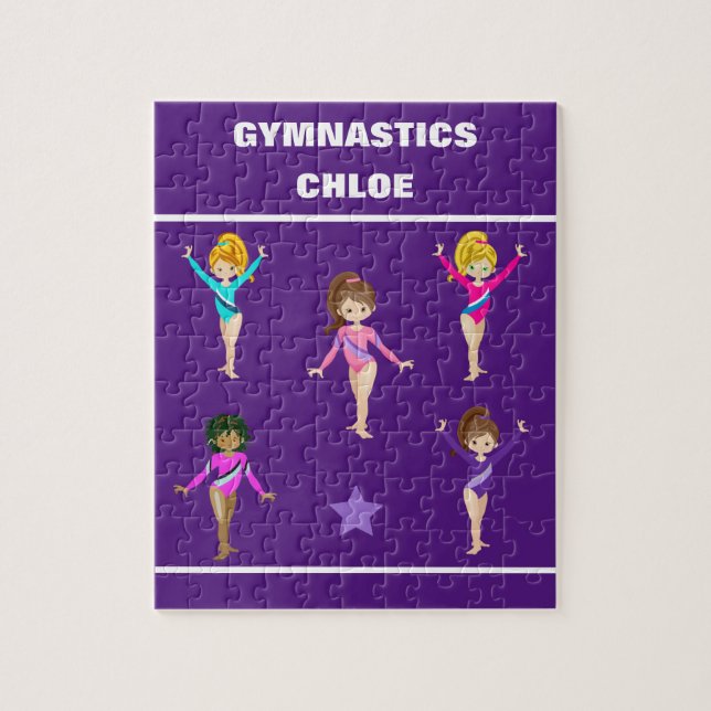 GYMNASTICS GIFT WITH 5 GYMNASTS PERSONALIZED JIGSAW PUZZLE (Vertical)