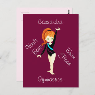 Gymnastics Ginger Hair, Green Eyes, Black Leo  Postcard