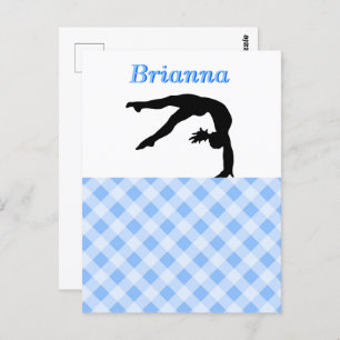 Gymnastics Girl Blissful in Blue Personalised Postcard