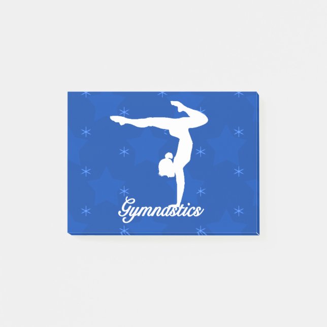 Gymnastics Girl Blue Stars Post-it Notes (Front)
