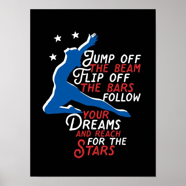 Gymnastics Girl Gymnast Inspirational Sports Quote Poster (Front)