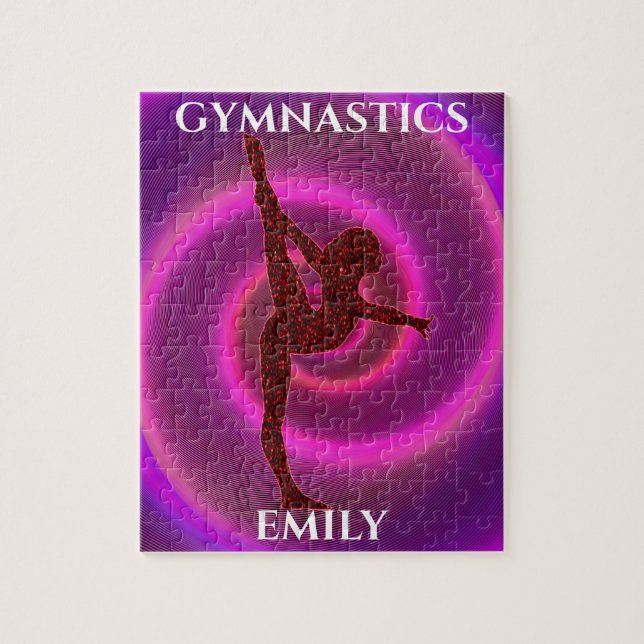 Gymnastics girl puzzle with child's name. (Vertical)