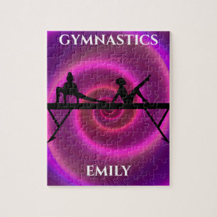 Gymnastics girl puzzle with personalized name.
