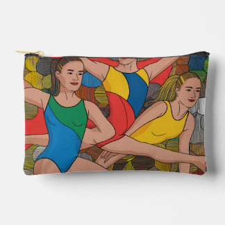 Gymnastics Girls Acro Dancers colourful pattern Accessory Pouch