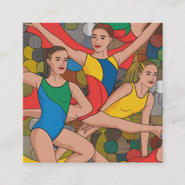 Gymnastics Girls Acro Dancers colourful pattern Enclosure Card (Front)