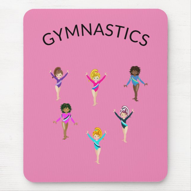 Gymnastics girl's mouse pad with 6 gymnast! (Front)
