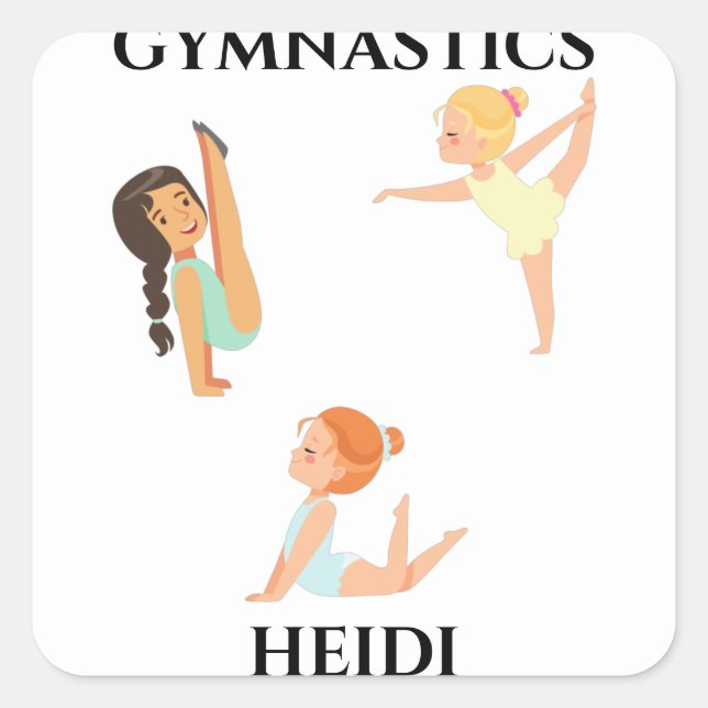 GYMNASTICS girl's personalised stickers. Square Sticker (Front)