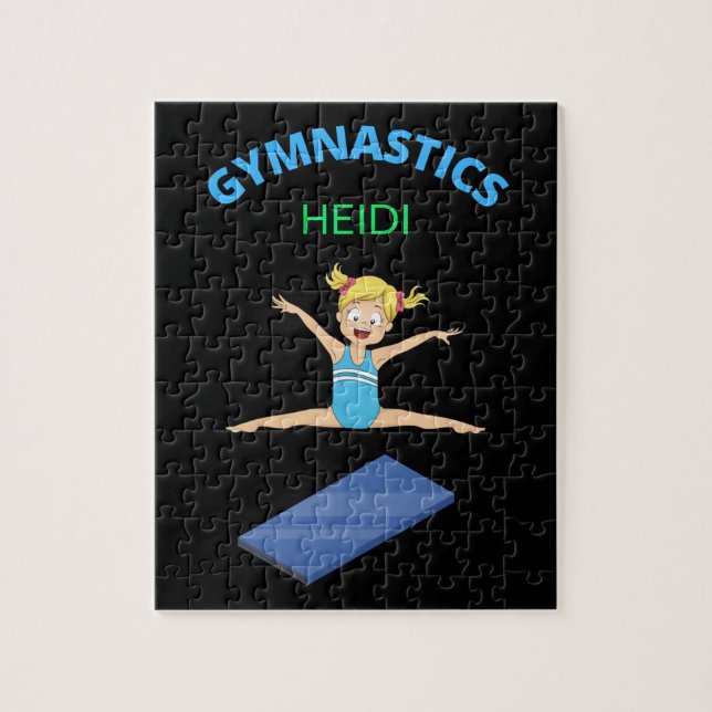 Gymnastics girls puzzle personalised. (Vertical)