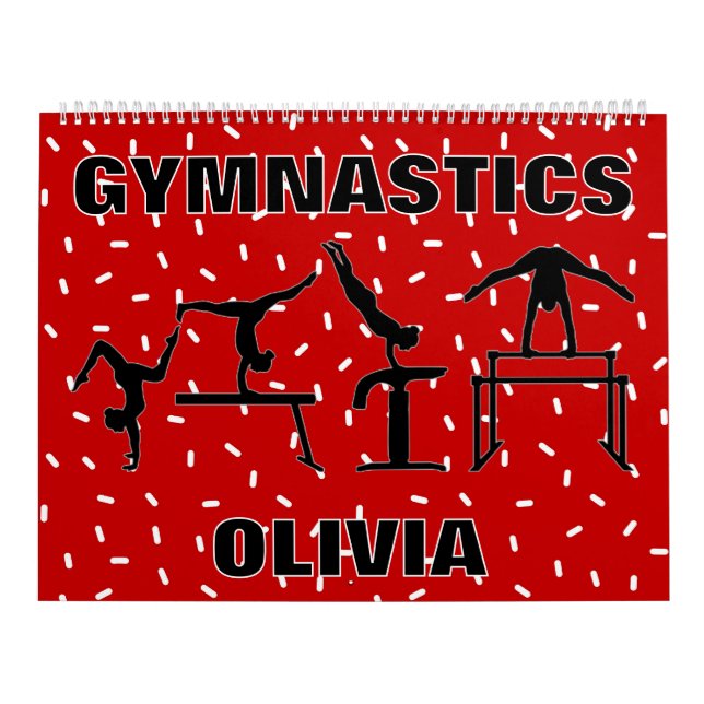 Gymnastics Girls Red and White Sprinkle Calendar (Cover)
