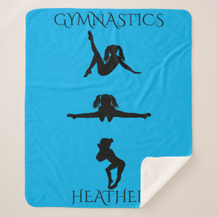 GYMNASTICS GIRL'S SHERPA BLANKET. Custom name. Blanket