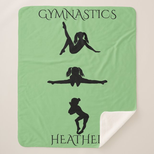 GYMNASTICS GIRL'S SHERPA BLANKET. Custom name. Sherpa Blanket (Front)
