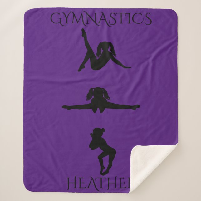 GYMNASTICS GIRL'S SHERPA BLANKET. Custom name. Sherpa Blanket (Front)