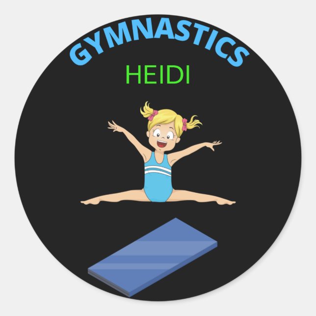 Gymnastics girls stickers personalised. (Front)