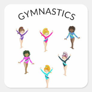 Gymnastics girl's stickers with 6 gymnast!