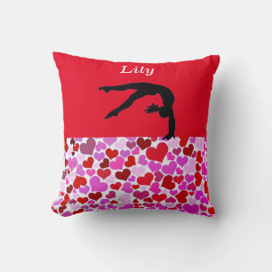 Gymnastics Girls Valentine's Hearts Cushion