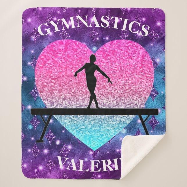 Gymnastics Glam Sherpa Blanket w/ Name of Gymnast (Front)