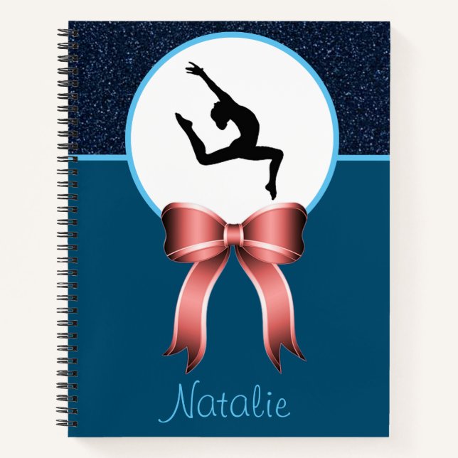 Gymnastics Glitter and Bow Notebook (Front)