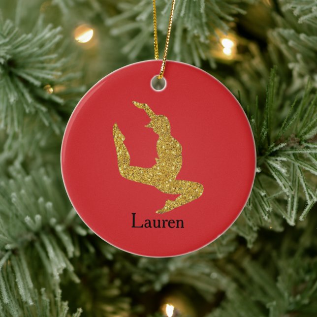 Gymnastics Glitter Gymnast Red Ornament (Tree)