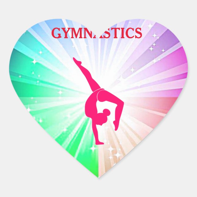 Gymnastics glossy oval stickers. heart sticker (Front)