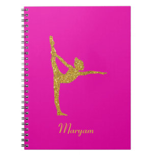 Gymnastics Gold Glitter Gymnast Pink Notebook