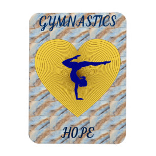 Gymnastics gold heart with gymnast magnet