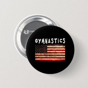 Gymnastics Grunge American USA Flag 6 Cm Round Badge