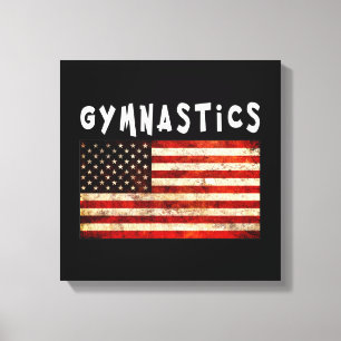 Gymnastics Grunge American USA Flag Canvas Print