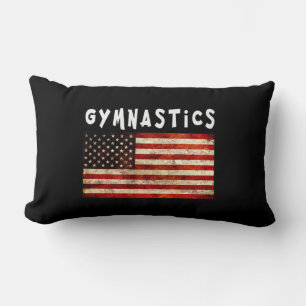 Gymnastics Grunge American USA Flag Lumbar Cushion