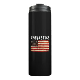Gymnastics Grunge American USA Flag Thermal Tumbler