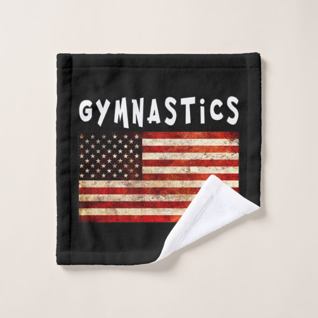 Gymnastics Grunge American USA Flag Wash Cloth (Wash Cloth)