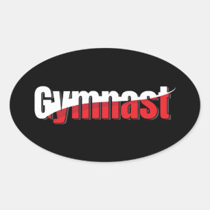Gymnastics - Gymnast Abstract Word Art Swish Oval Sticker