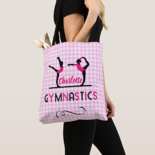 Gymnastics Gymnast Figures Cute Pink Personalised Tote Bag