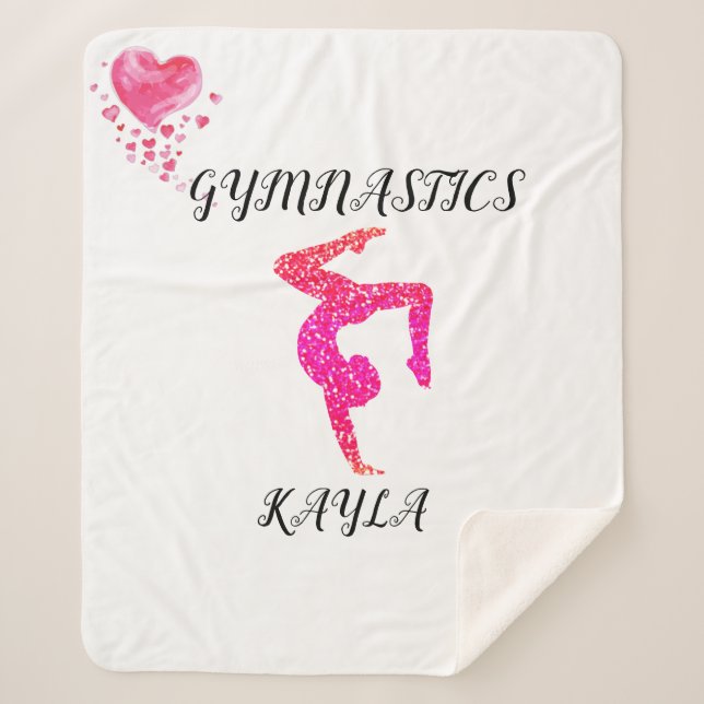 Gymnastics gymnast & hearts personalised blanket.  sherpa blanket (Front)