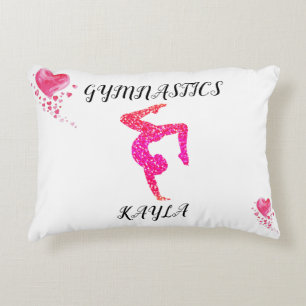 Gymnastics gymnast & hearts personalised decorative cushion