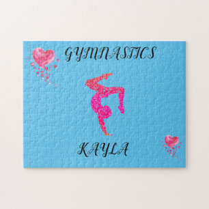 Gymnastics gymnast & hearts personalised puzzle. j jigsaw puzzle