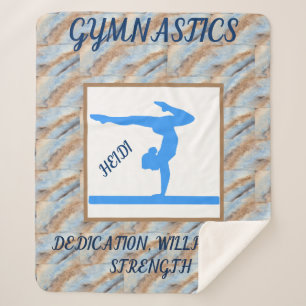 Gymnastics gymnast on balance beam sherpa blanket. blanket