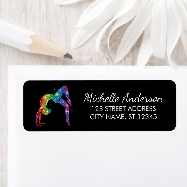 Gymnastics Gymnast Sparkly Glitter Return Address  (Insitu)