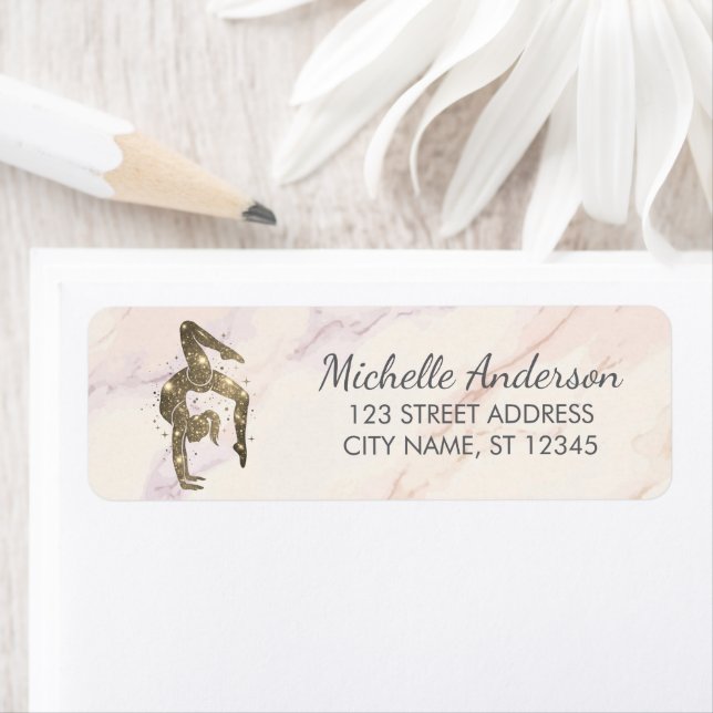 Gymnastics Gymnast Sparkly Glitter Return Address  (Insitu)