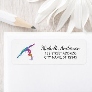 Gymnastics Gymnast Sparkly Glitter Return Address 