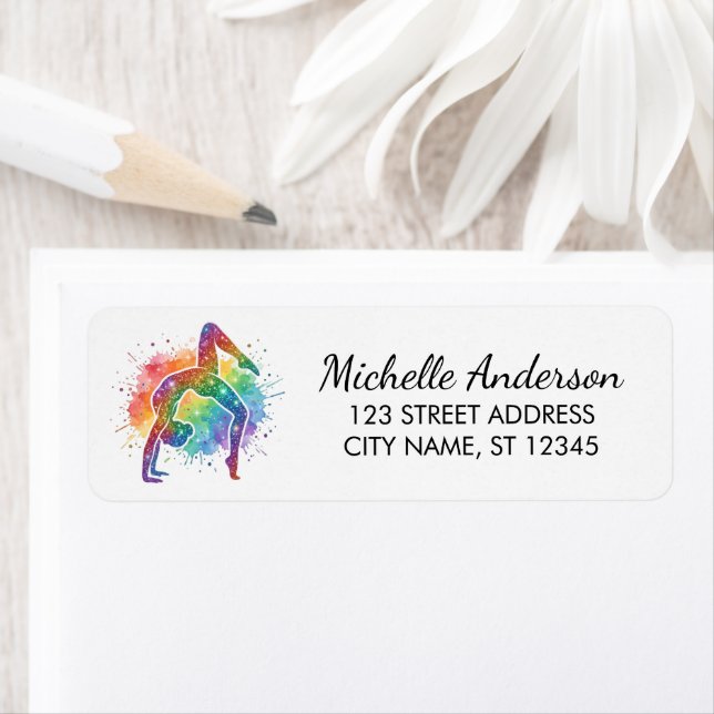Gymnastics Gymnast Sparkly Glitter Return Address  (Insitu)