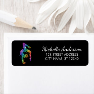 Gymnastics Gymnast Sparkly Glitter Return Address 